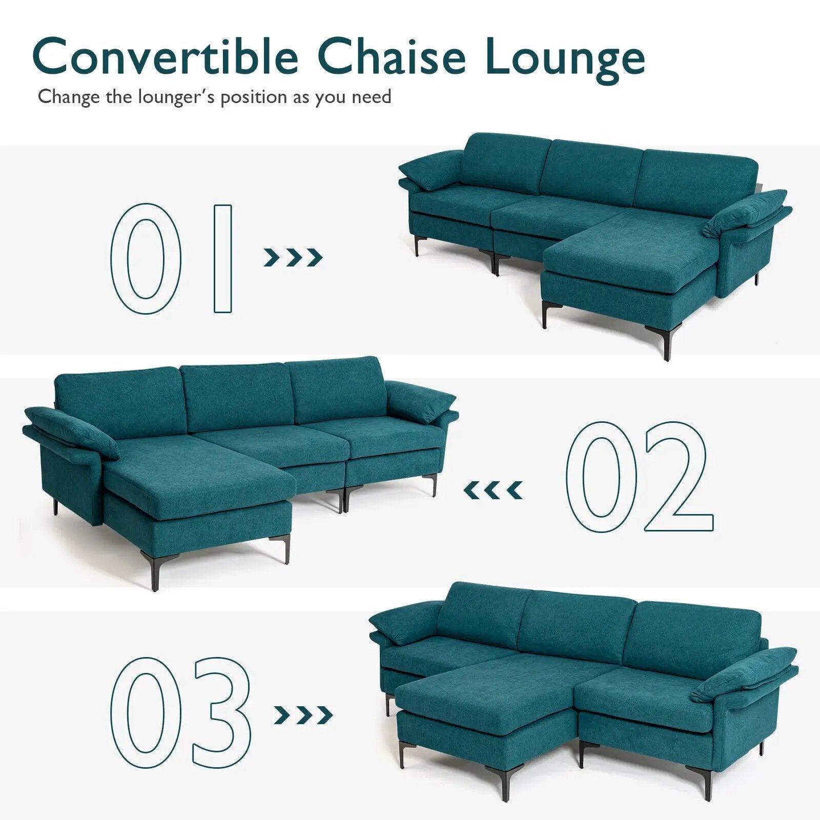 Extra Large Modular L-shaped Sectional Sofa with Reversible Chaise for 4-5 People by DirectDeals