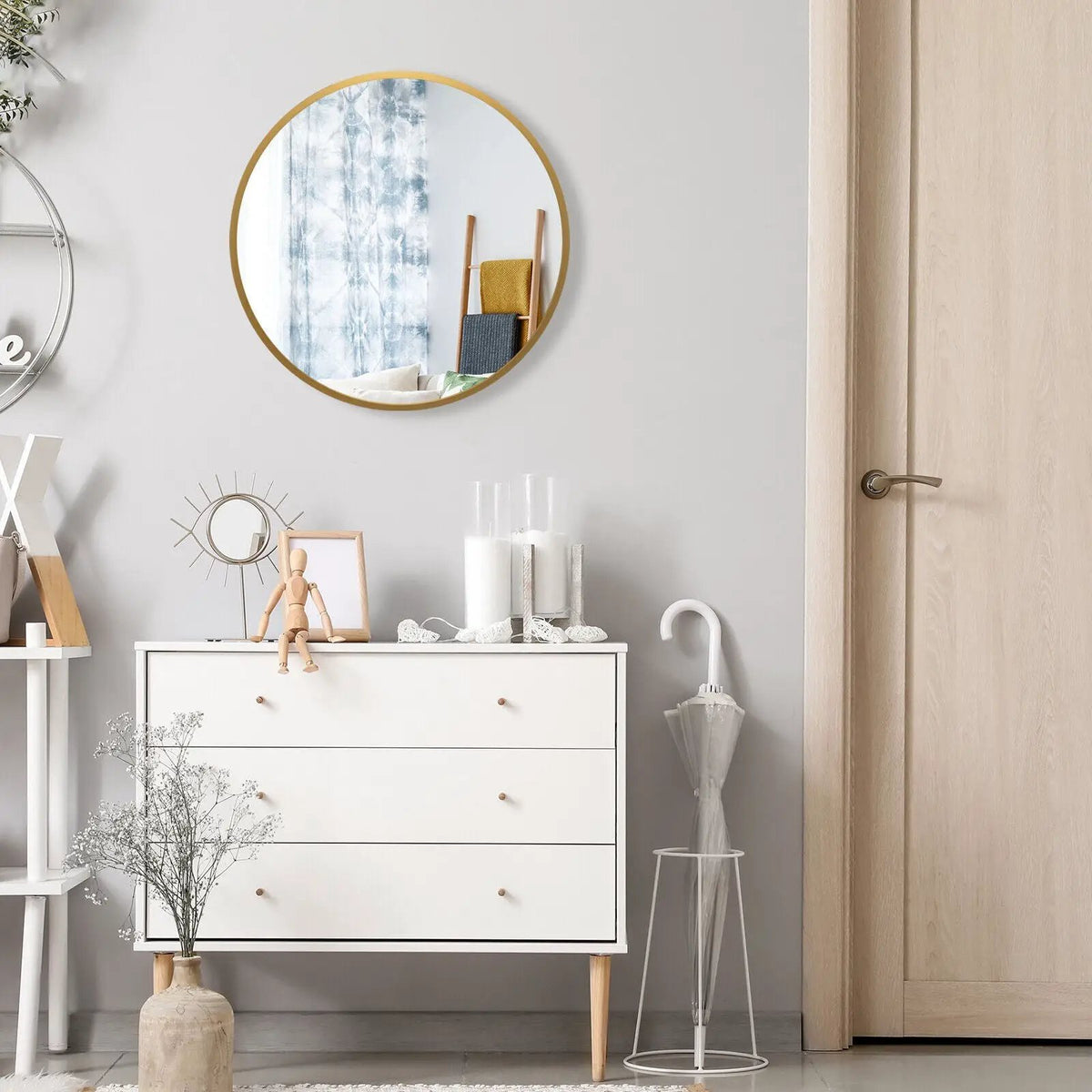16-inch Round Wall Mirror with Aluminum Alloy Frame, photo 14 of 16