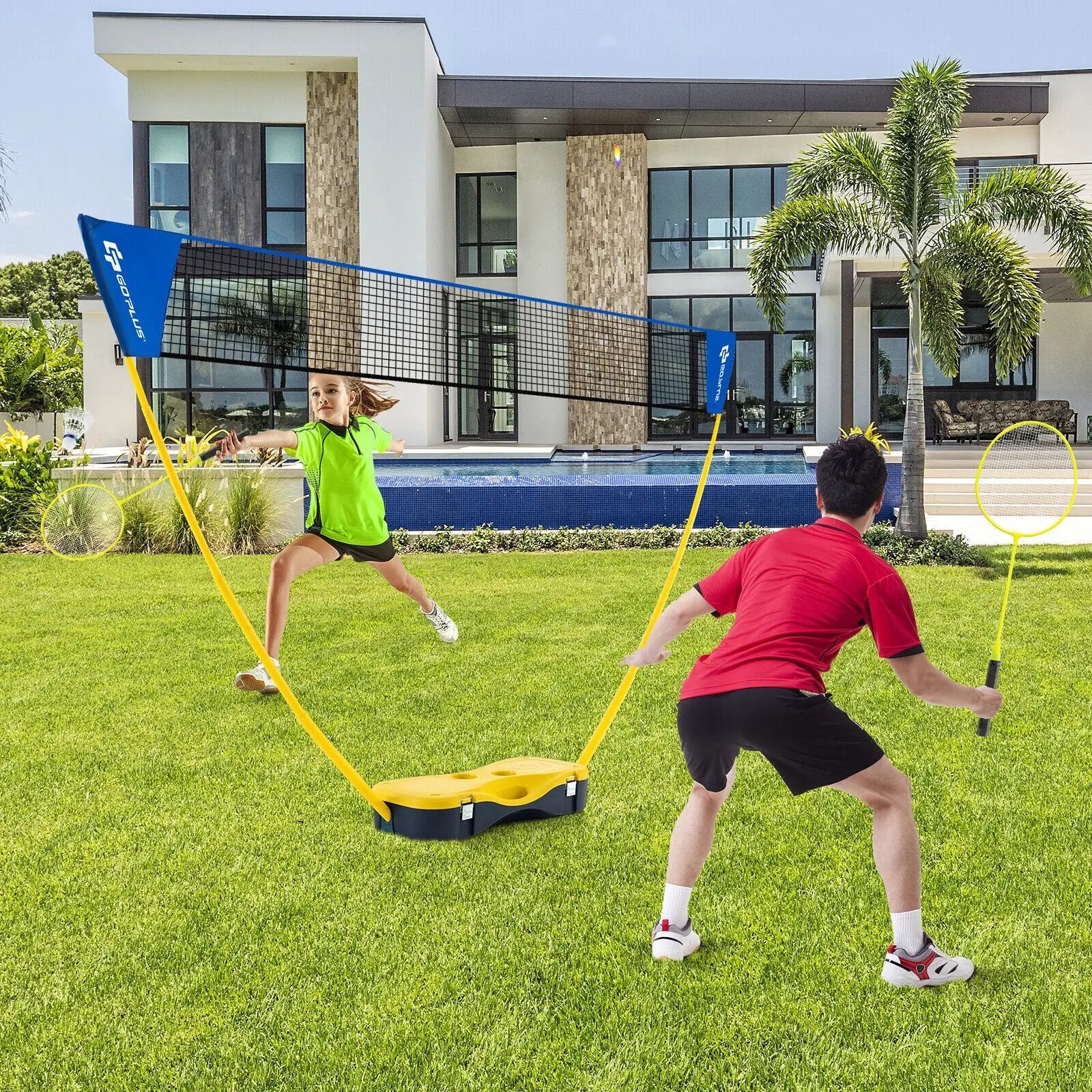 Portable Badminton Set Outdoor Sport Game Set with 2 Shuttlecocks by DirectDeals