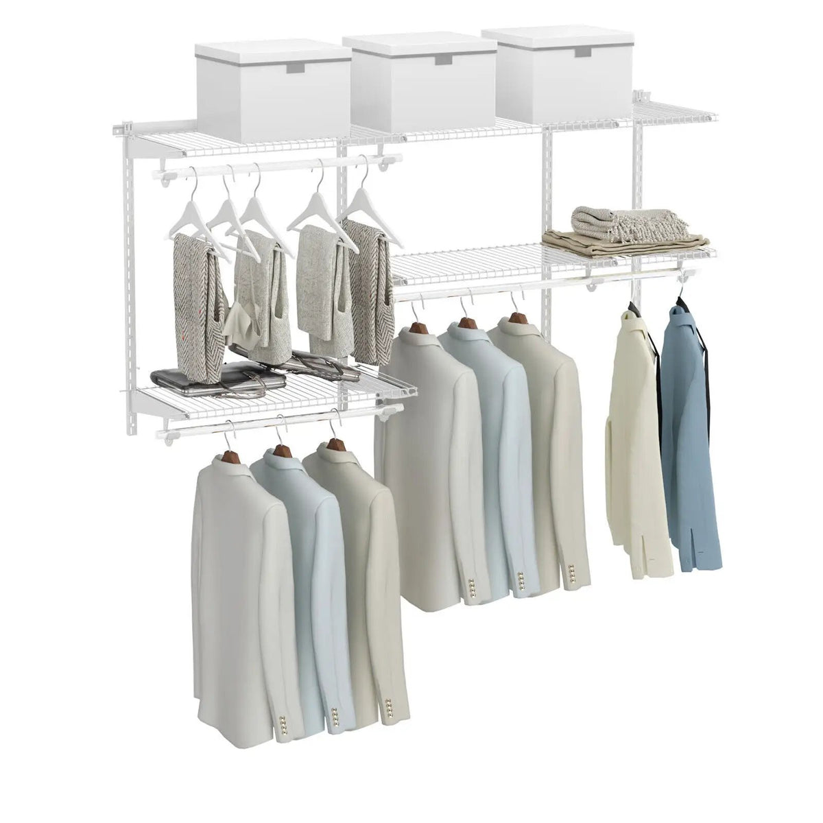 Custom Closet Organizer Kit 3 to 5 Feet Wall-Mounted Closet System with Hang Rod, photo 5 of 16
