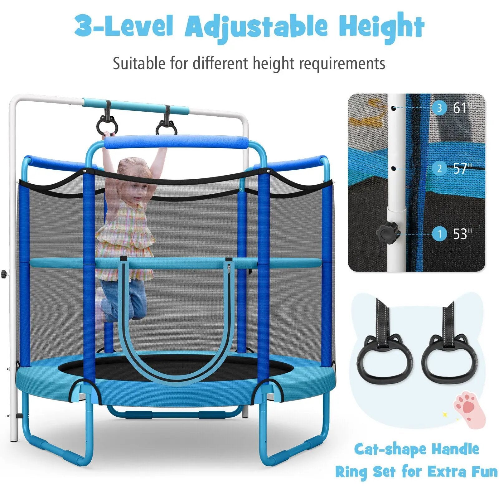 5 Feet Kids 3-in-1 Game Trampoline with Enclosure Net Spring Pad by DirectDeals