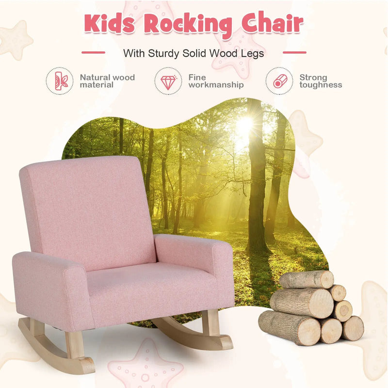 Kids Rocking Chair with Solid Wood Legs by DirectDeals