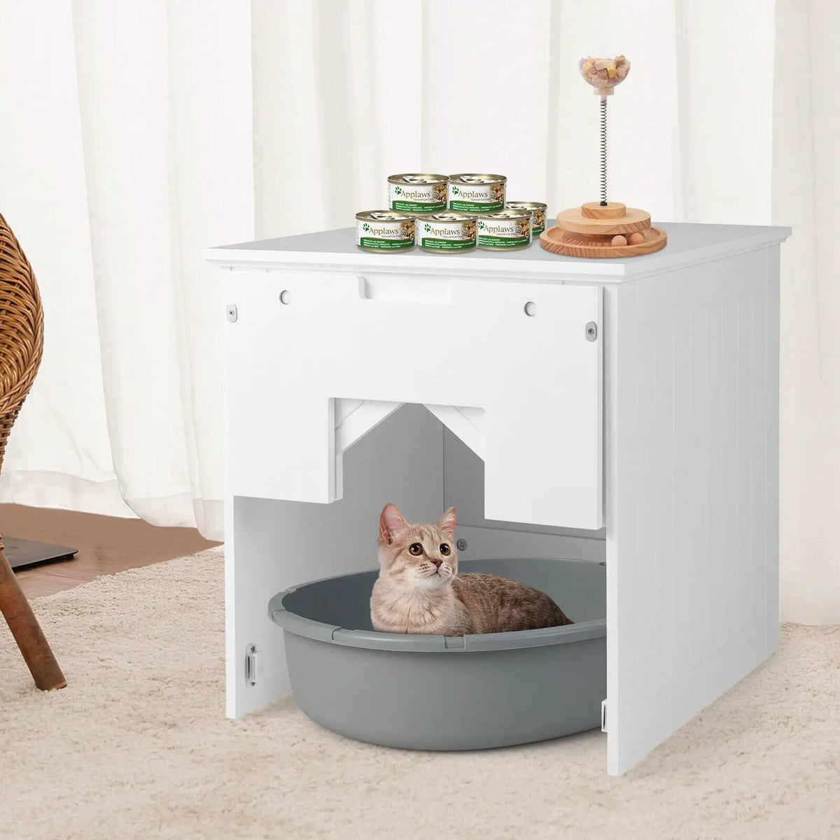 Cat Litter Box Enclosure with Flip Magnetic Half Door, photo 14 of 16
