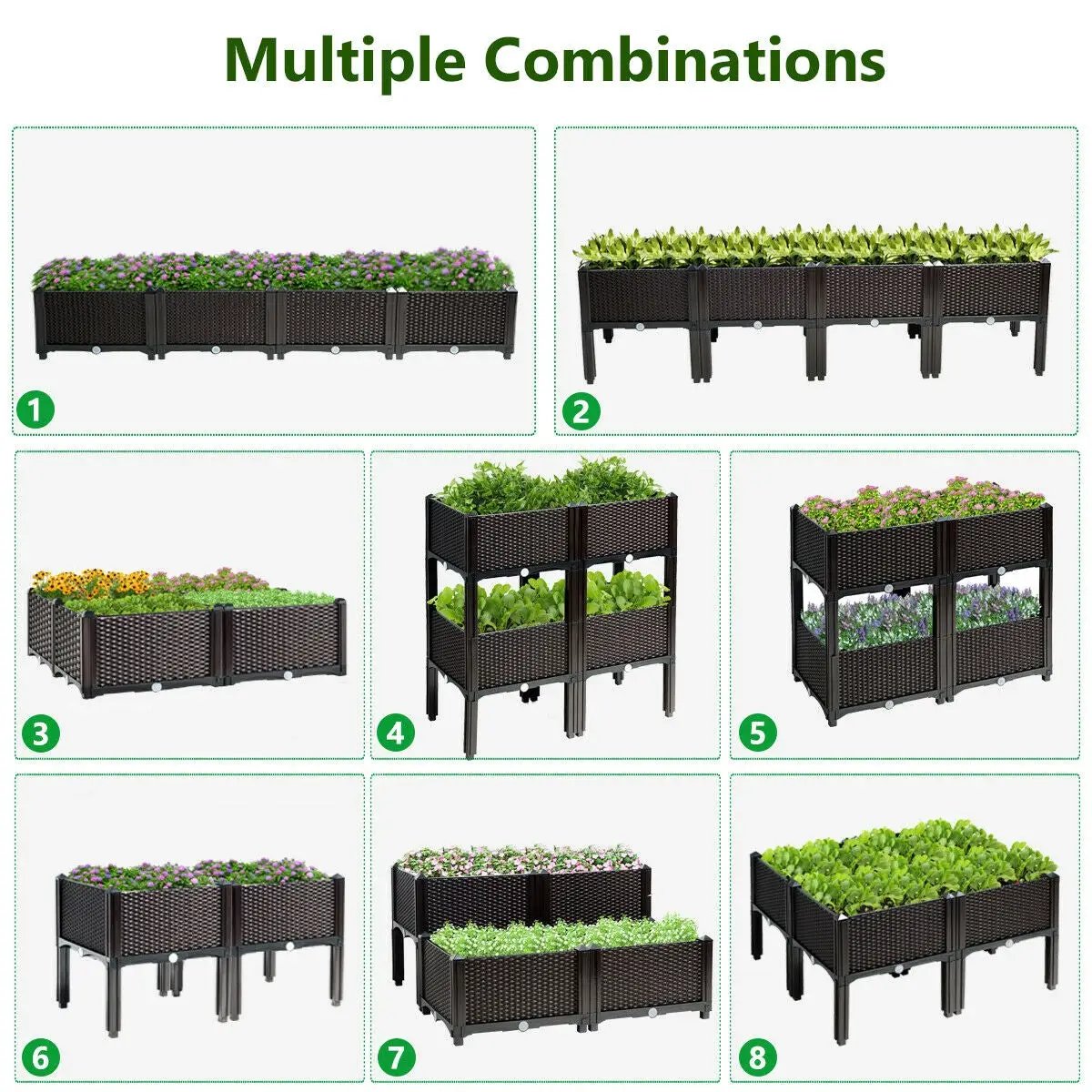 Set of 4 Elevated Flower Vegetable Herb Grow Planter Box by DirectDeals
