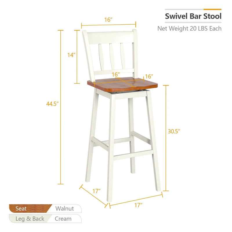 30.5 Inches Set of 2 Swivel Bar Stools with 360¬∞ Swiveling by DirectDeals