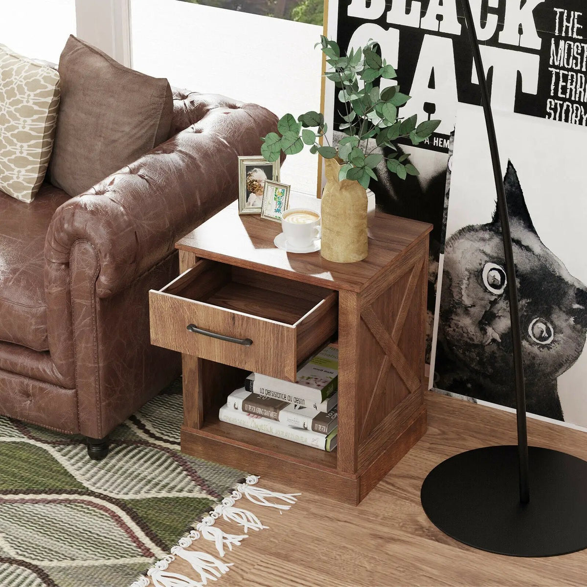 Compact Nightstand with Drawer and Shelf, photo 16 of 24