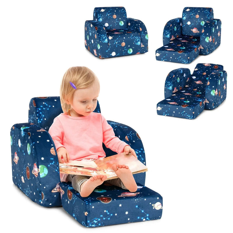 3-in-1 Convertible Kid Sofa Bed Flip-Out Chair Lounger for Toddler by DirectDeals