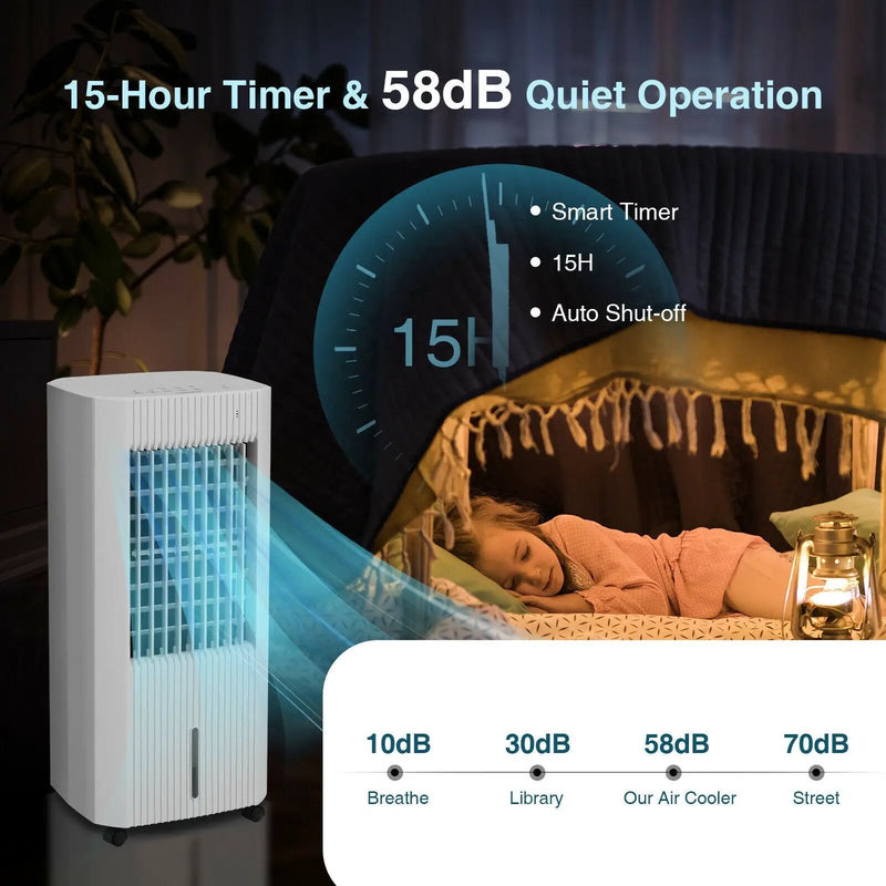 3-in-1 Evaporative Air Cooler with 3 Modes-White by DirectDeals