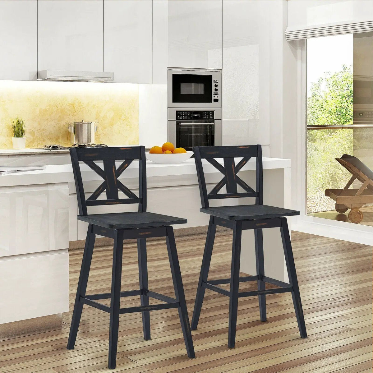 Set of 2 360-Degree Swivel Bar Stools for Home Restaurant, photo 2 of 16