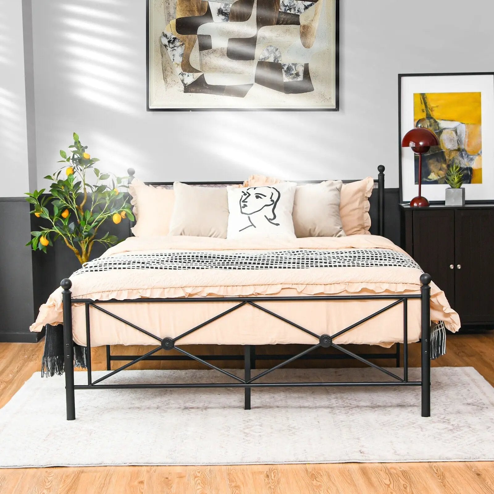 Full/Queen Size Metal Bed Frame Platform with Headboard by DirectDeals