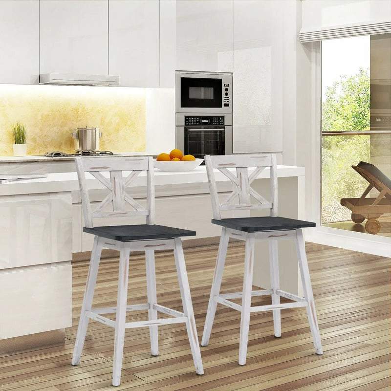 Set of 2 360-Degree Swivel Bar Stools for Home Restaurant by DirectDeals