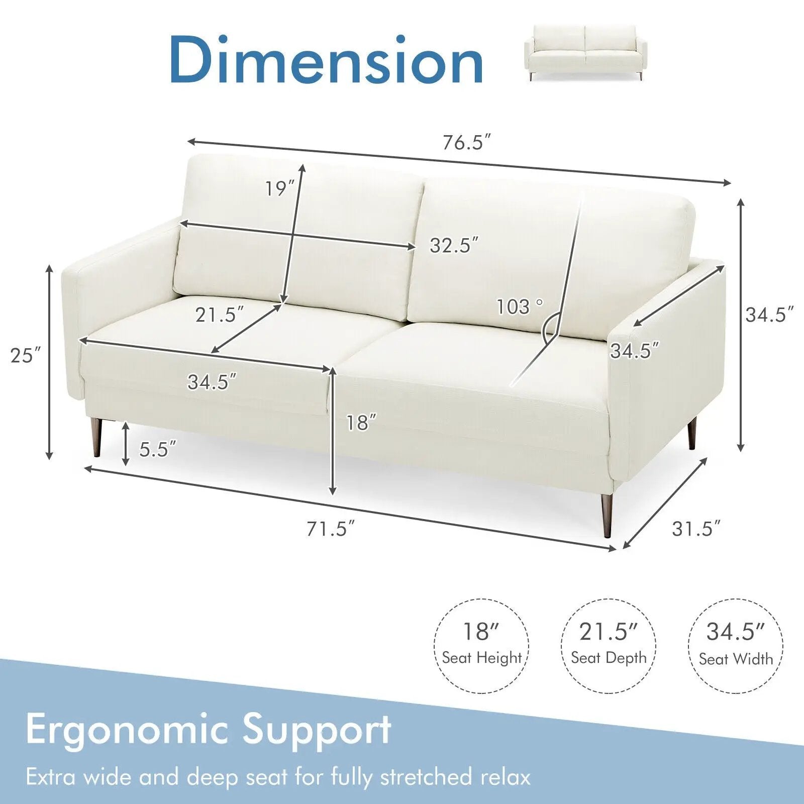 Modern Loveseat with Comfy Backrest Cushions by DirectDeals