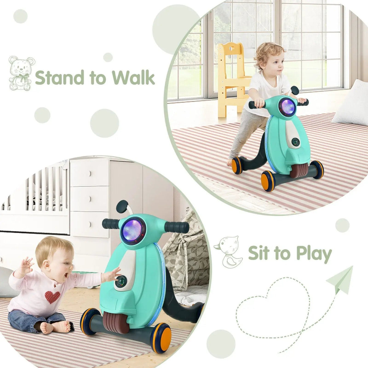 2-in-1 Baby Sit to Stand Learning Walker with Lights and Sounds, photo 14 of 16