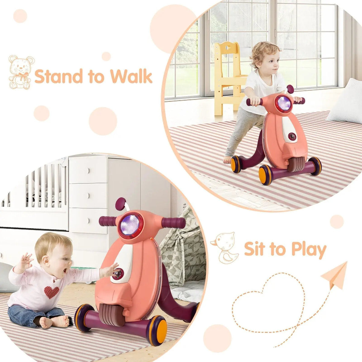 2-in-1 Baby Sit to Stand Learning Walker with Lights and Sounds, photo 13 of 16