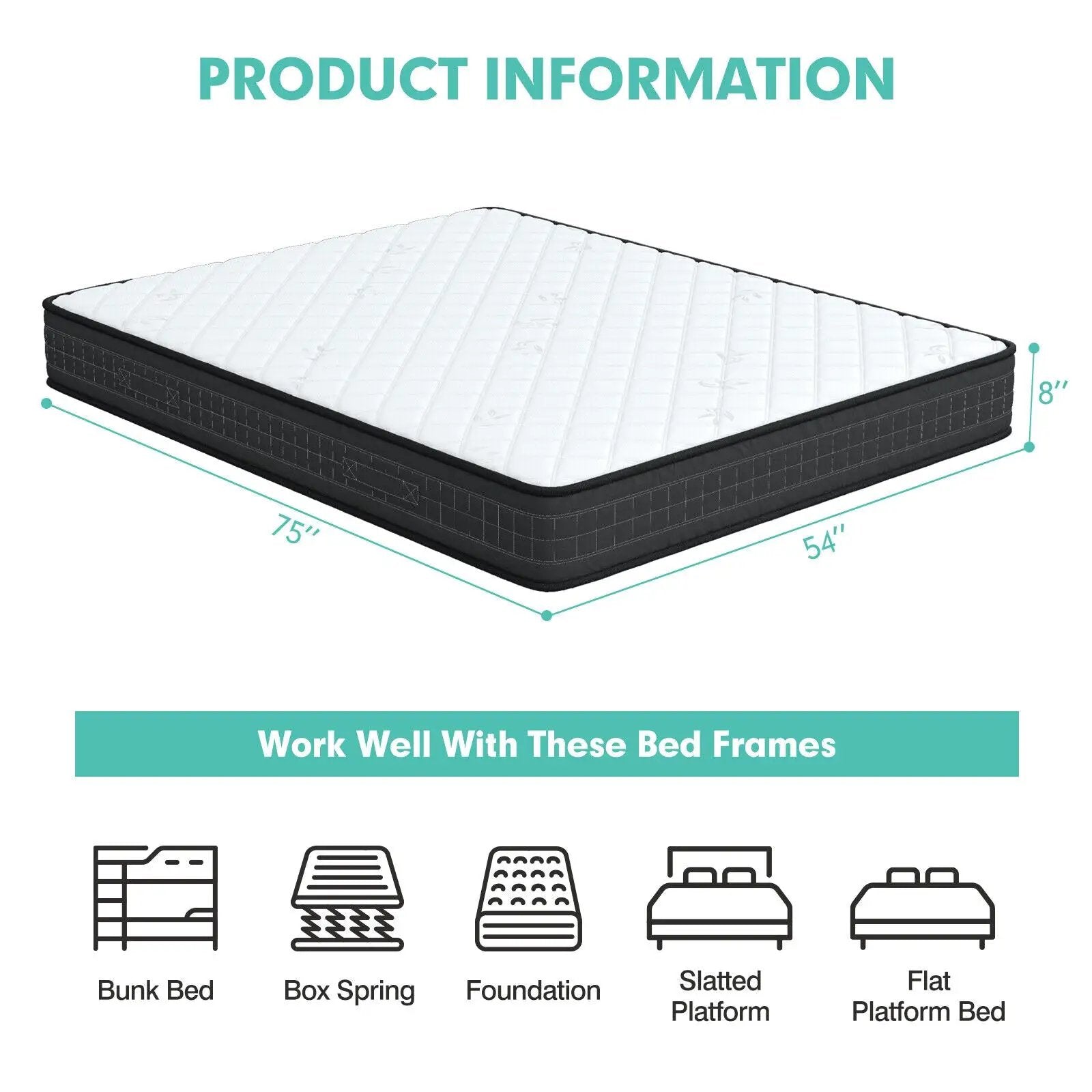 8 Inch Breathable Memory Foam Bed Mattress Medium Firm for Pressure Relieve by DirectDeals