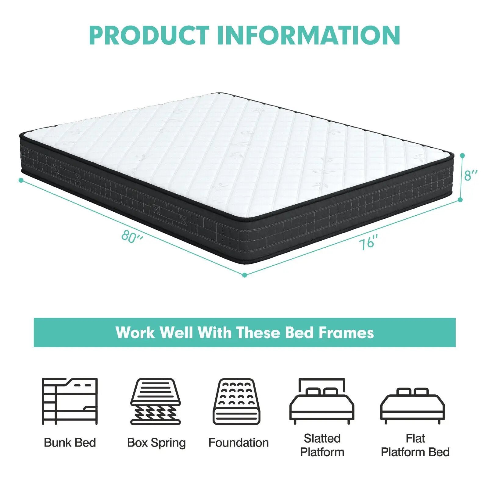 8 Inch Breathable Memory Foam Bed Mattress Medium Firm for Pressure Relieve by DirectDeals
