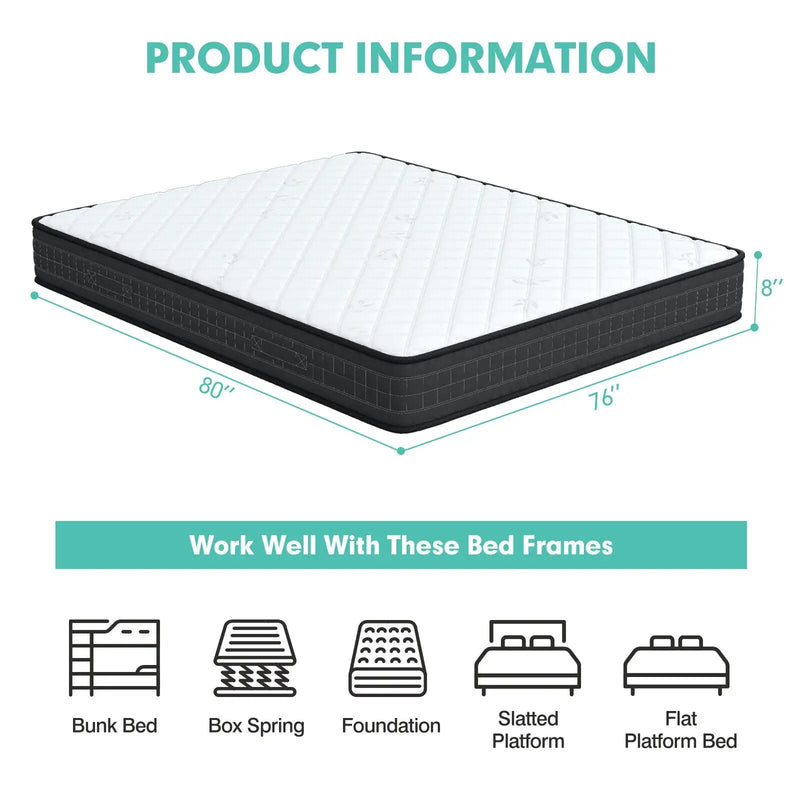 8 Inch Breathable Memory Foam Bed Mattress Medium Firm for Pressure Relieve by DirectDeals