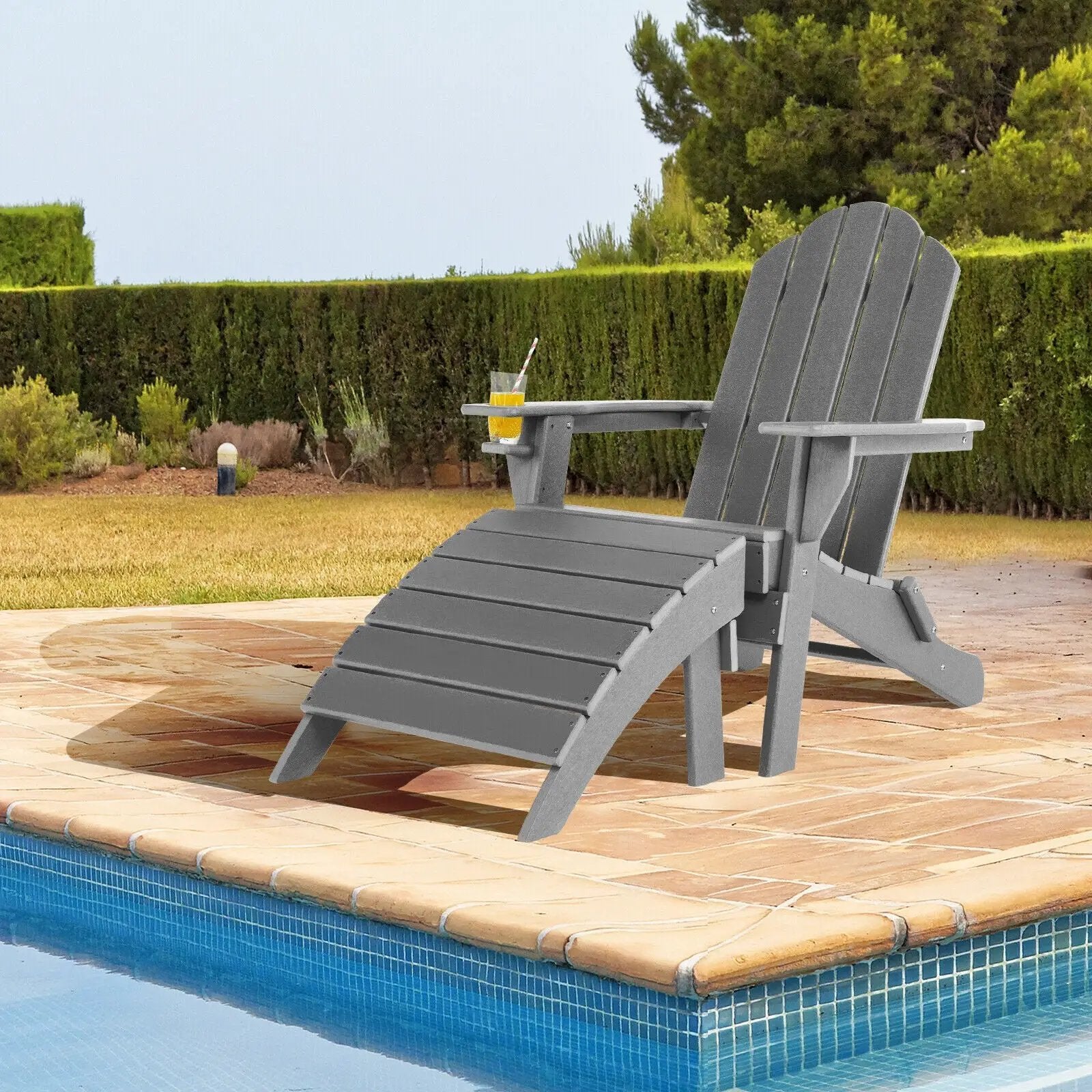 Adirondack Folding Ottoman with All Weather HDPE by DirectDeals