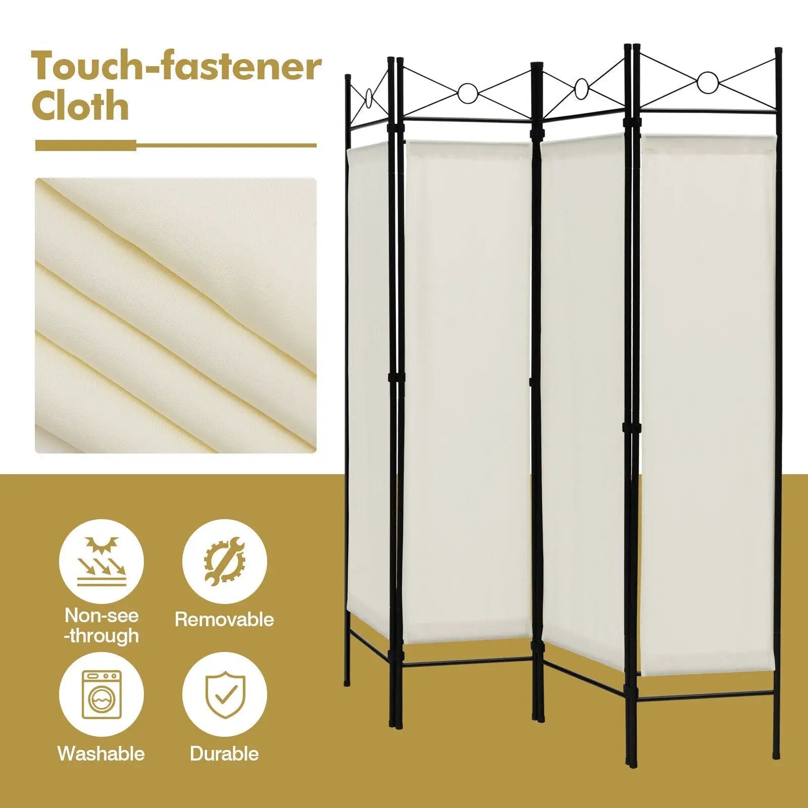 6 Feet 4-Panel Folding Freestanding Room Divider by DirectDeals