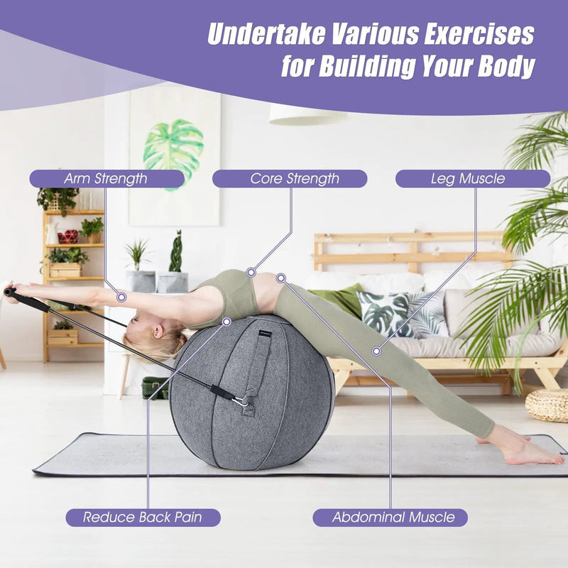Yoga Sitting Ball with Felt Cover and Air Pump by DirectDeals