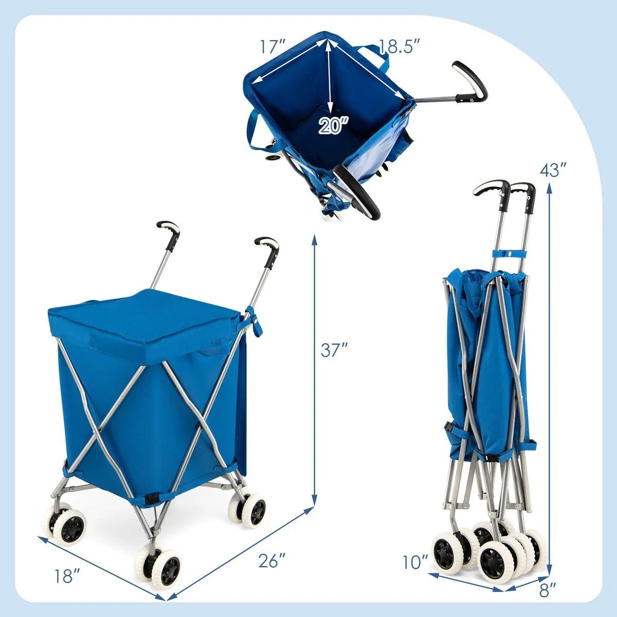 Folding Shopping Utility Cart with Water-Resistant Removable Canvas Bag, photo 5 of 12
