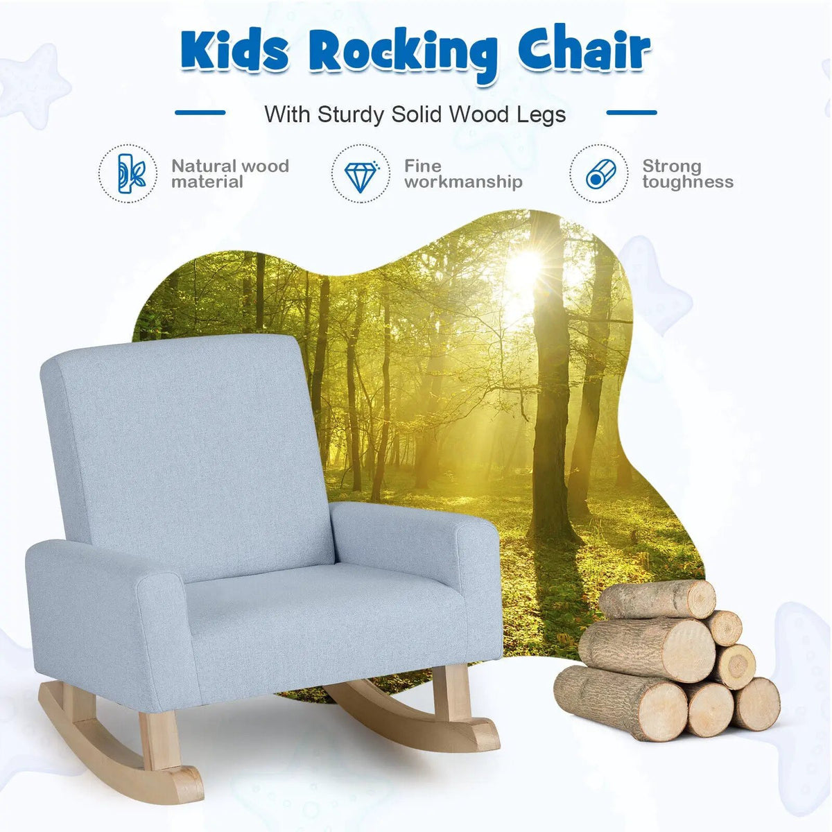 Kids Rocking Chair with Solid Wood Legs, photo 7 of 16