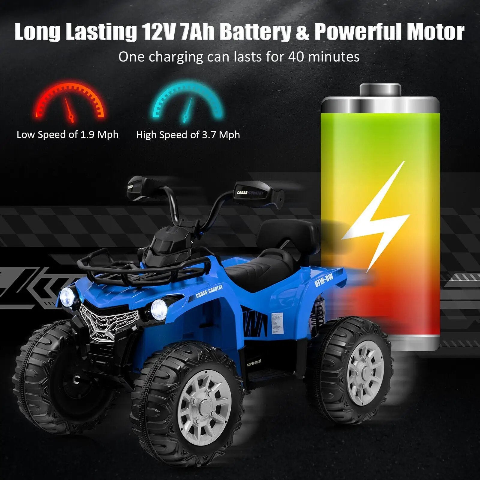 12V Kids Ride On ATV 4 Wheeler with MP3 and Headlights by DirectDeals