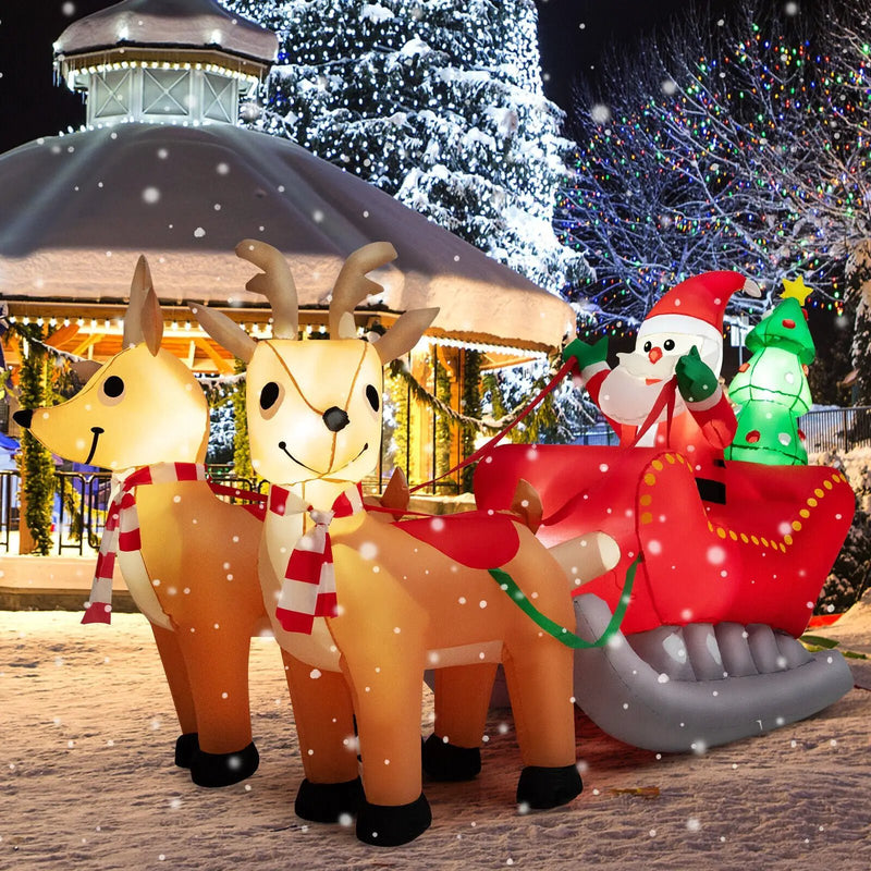7.2 Feet Long Christmas Inflatable Santa Rides Sled with LED Lights by DirectDeals