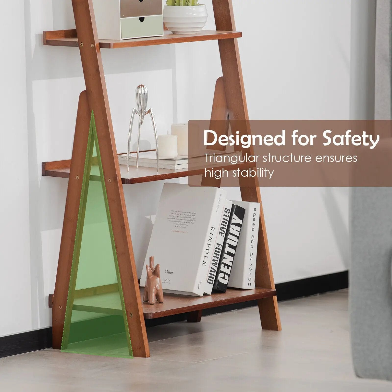 5-Tier Bamboo Ladder Shelf for Home Use by DirectDeals