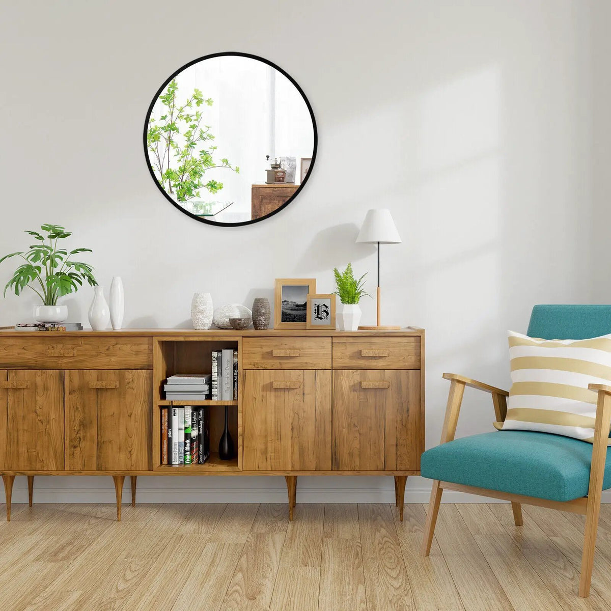 16-inch Round Wall Mirror with Aluminum Alloy Frame, photo 13 of 16
