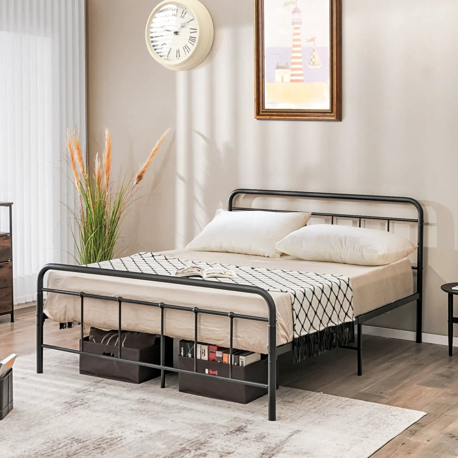 Heavy Duty Metal Platform Bed Frame with Headboard by DirectDeals