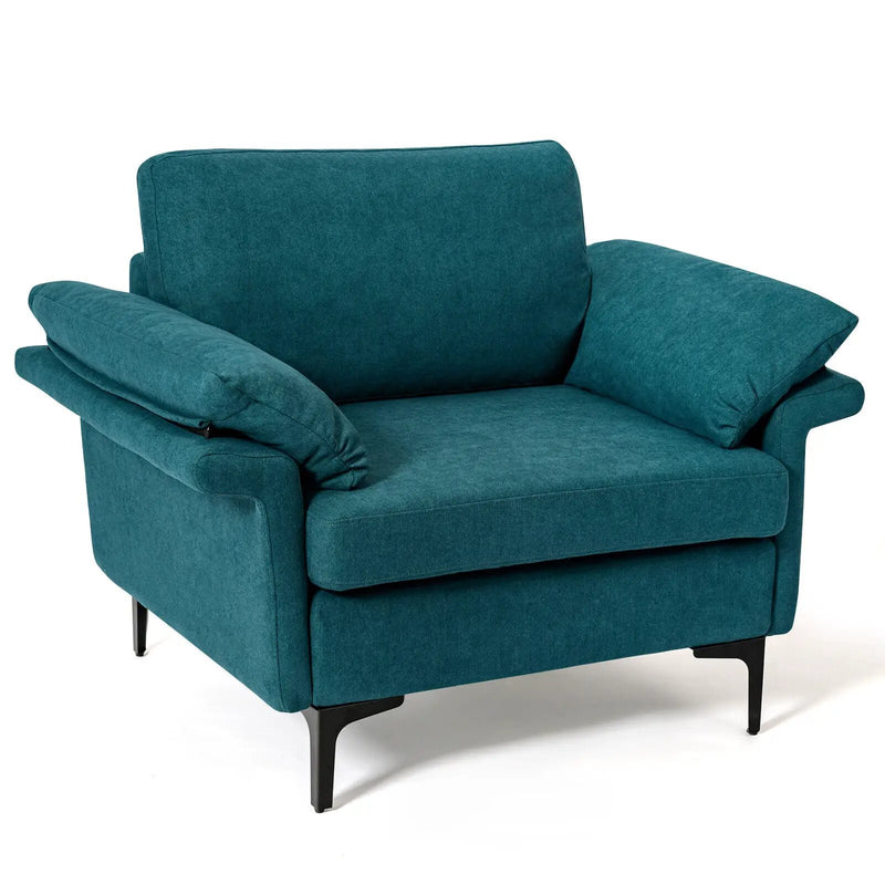 Modern Fabric Accent Armchair with Original Distributed Spring and Armrest Cushions by DirectDeals