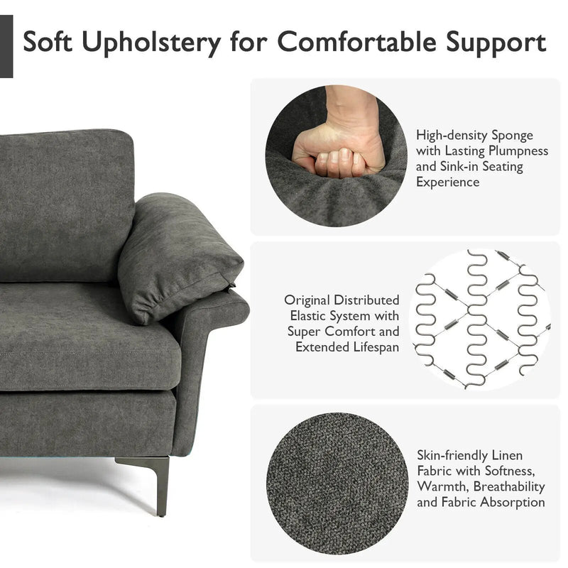 Modern Fabric Accent Armchair with Original Distributed Spring and Armrest Cushions by DirectDeals