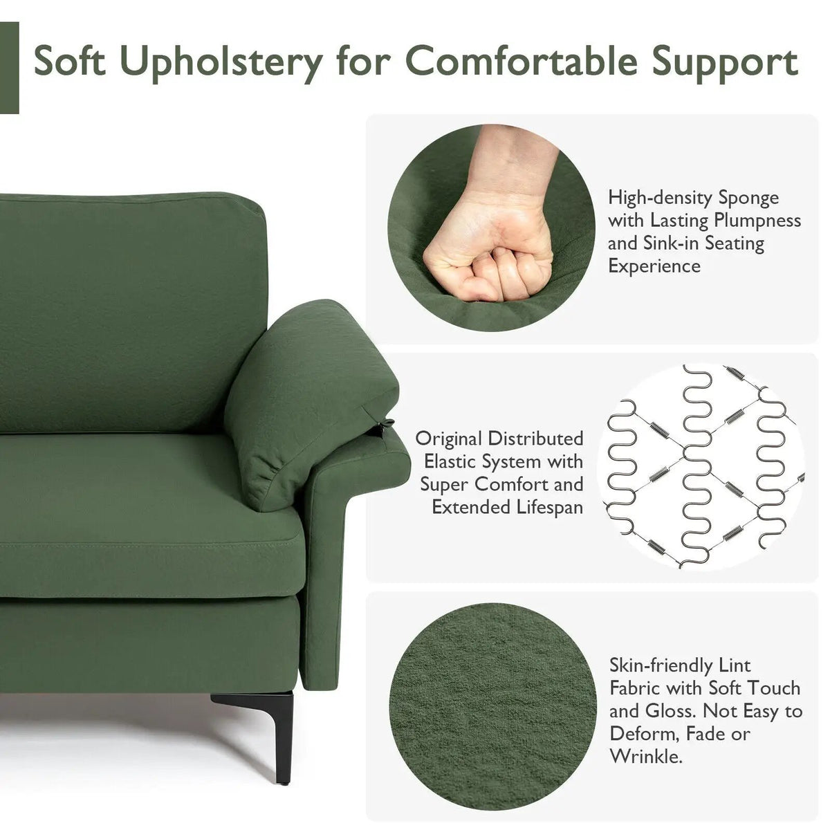 Modern Fabric Accent Armchair with Original Distributed Spring and Armrest Cushions, photo 31 of 32
