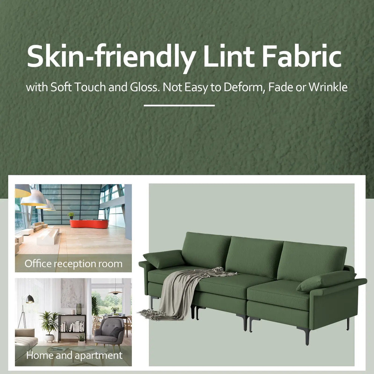 Large 3-Seat Sofa Sectional with Metal Legs for 3-4 people, photo 11 of 32