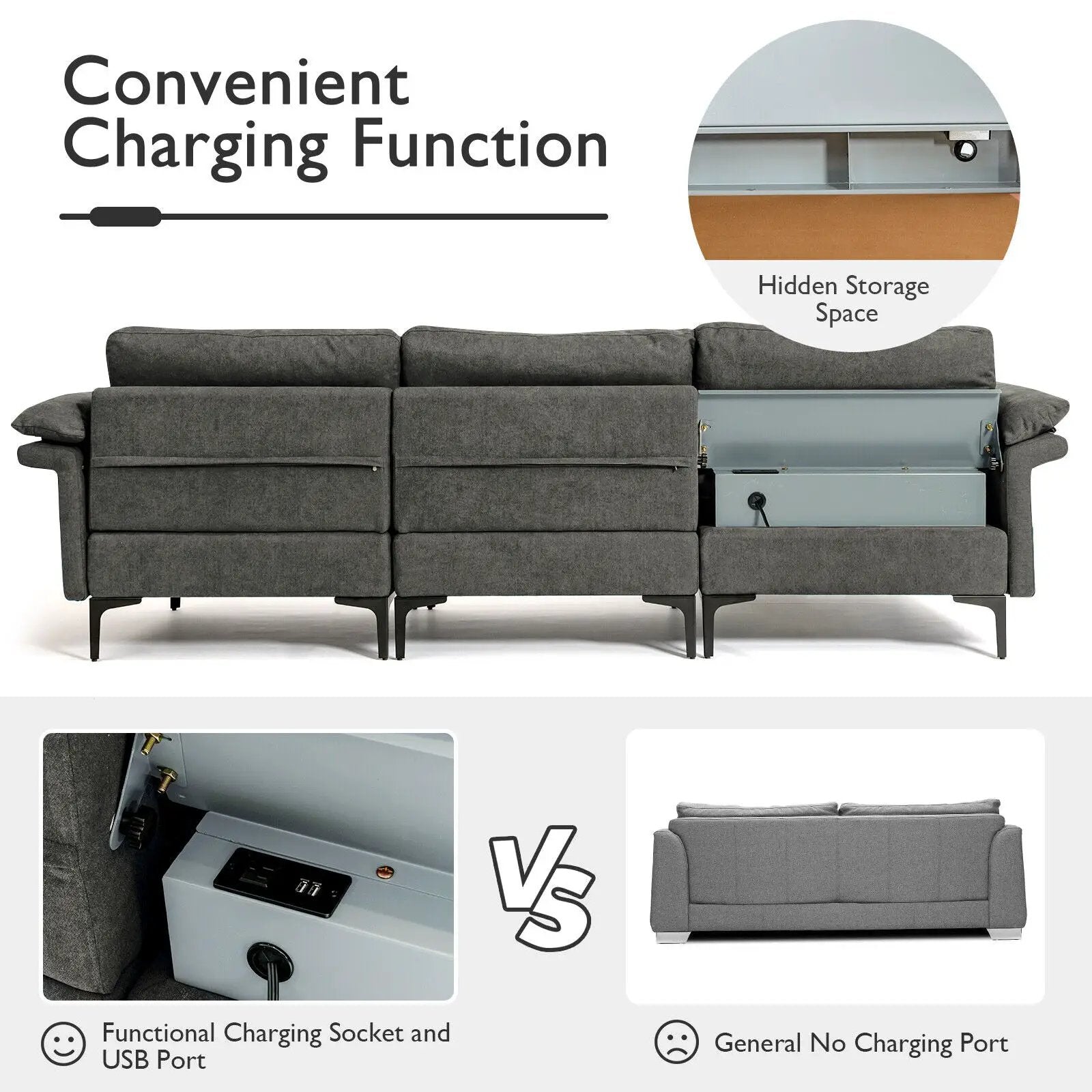 Extra Large Modular L-shaped Sectional Sofa with Reversible Chaise for 4-5 People by DirectDeals