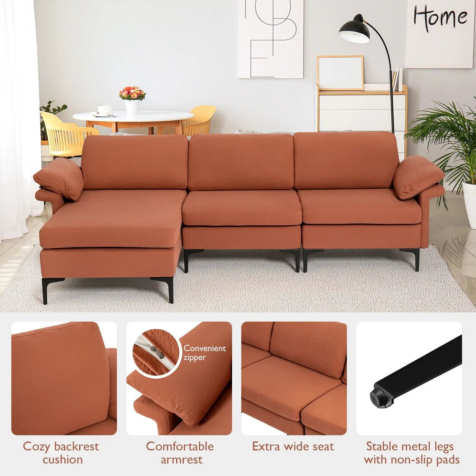 Extra Large Modular L-shaped Sectional Sofa with Reversible Chaise for 4-5 People by DirectDeals