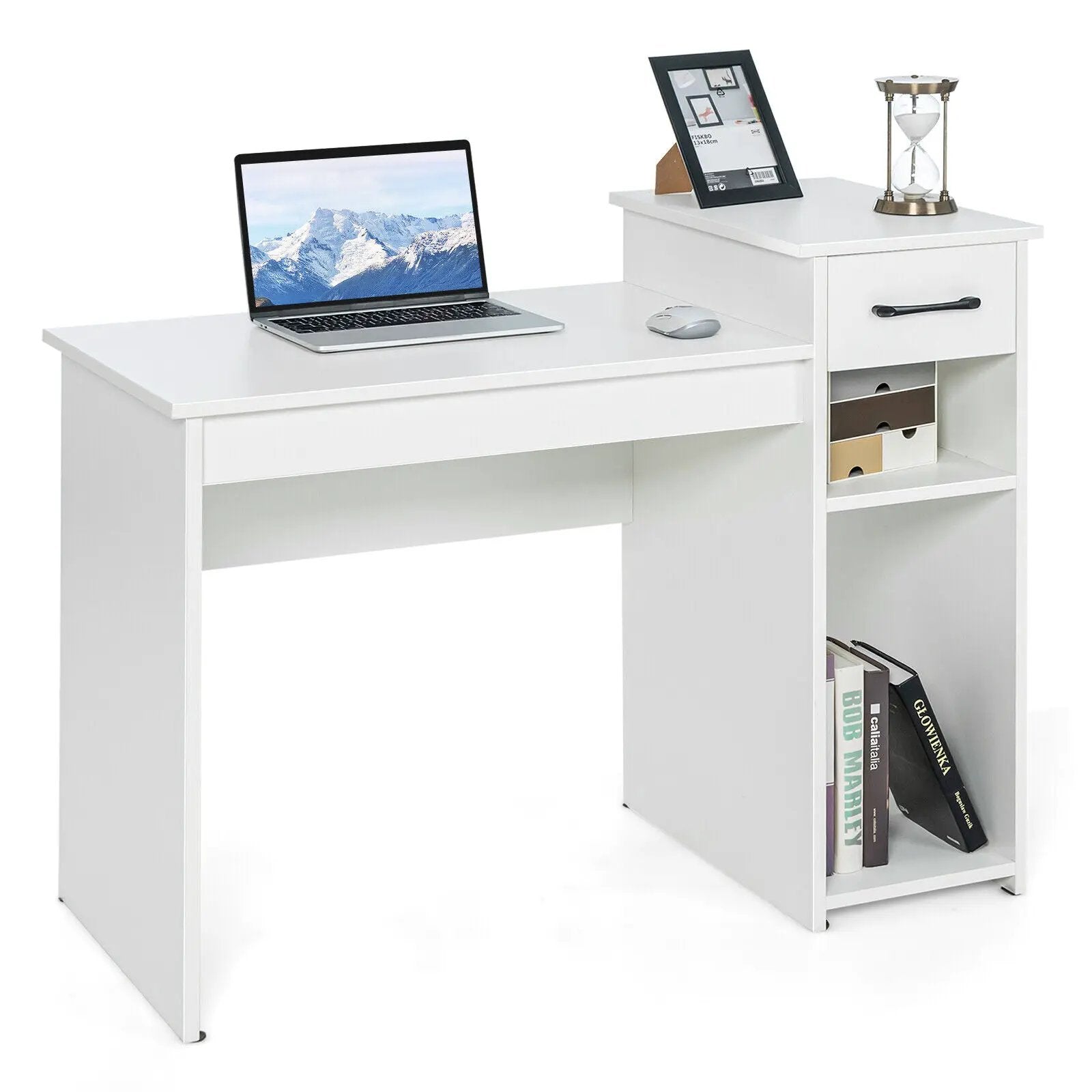 Computer Desk PC Laptop Table with Drawer and Shelf-White by DirectDeals