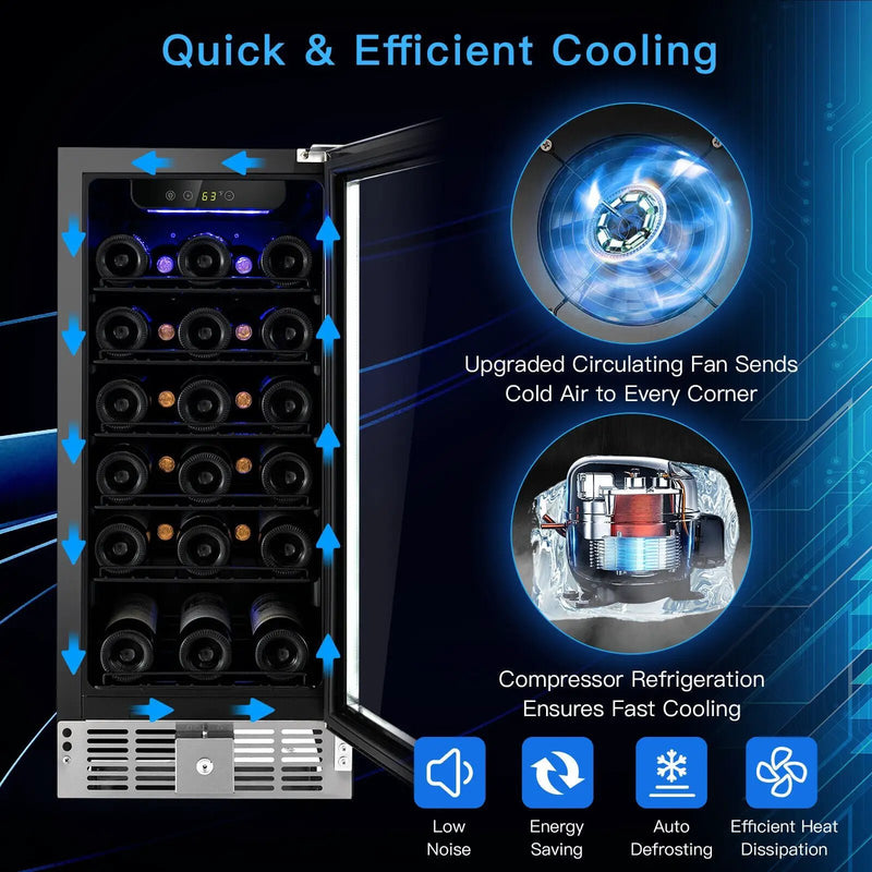 15 Inch 30-Bottle Wine Cooler with Temperature Memory by DirectDeals