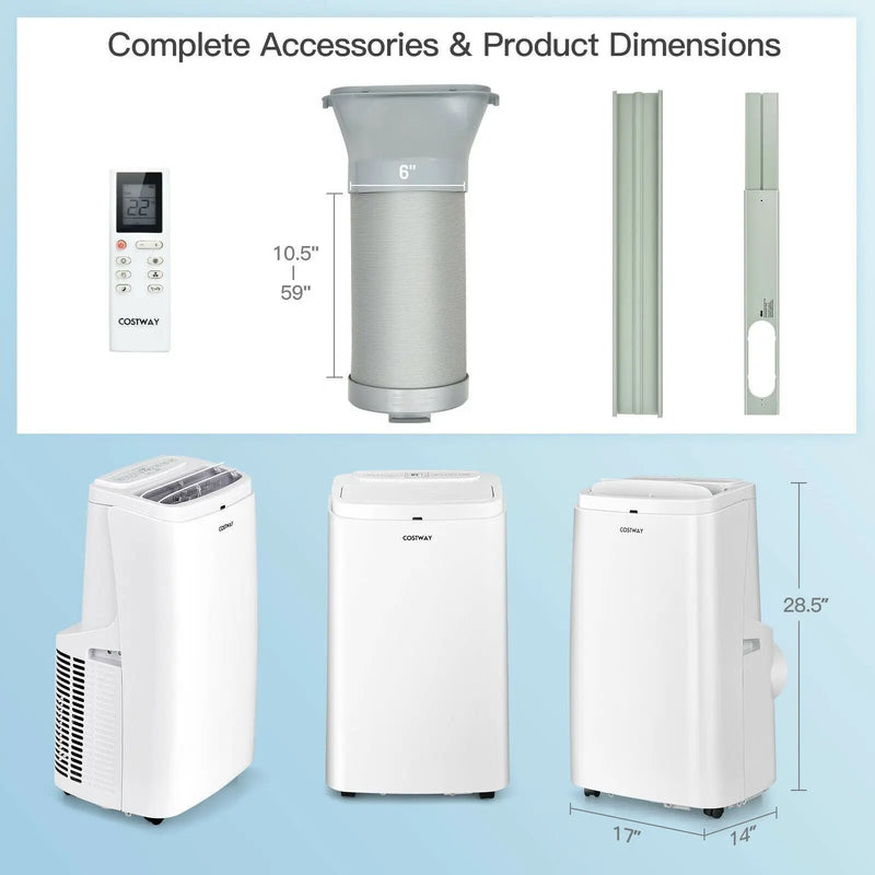 9000BTU 3-in-1 Portable Air Conditioner with Remote-White by DirectDeals