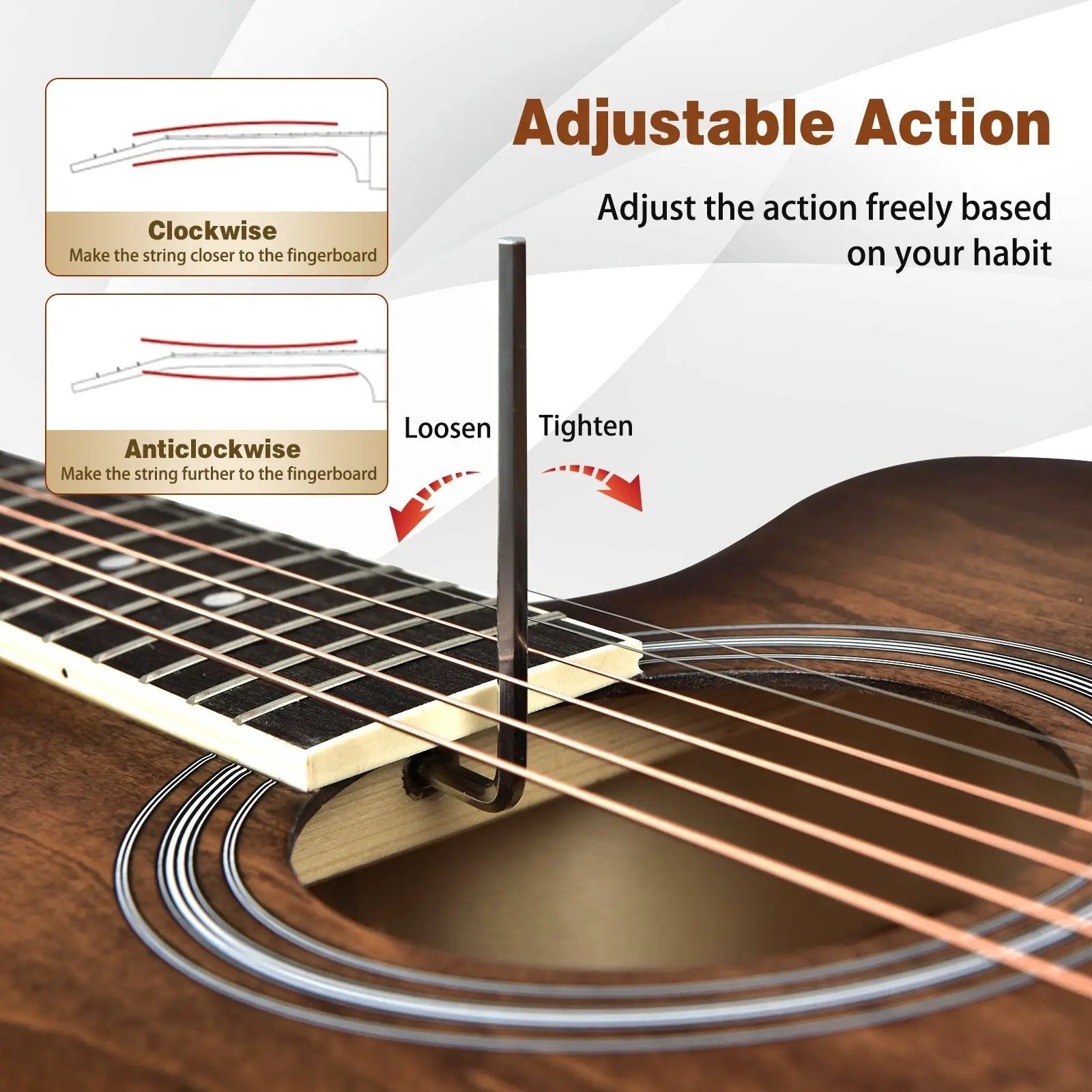 41 Inch Full Size Cutaway Acoustic Guitar Set for Beginner by DirectDeals