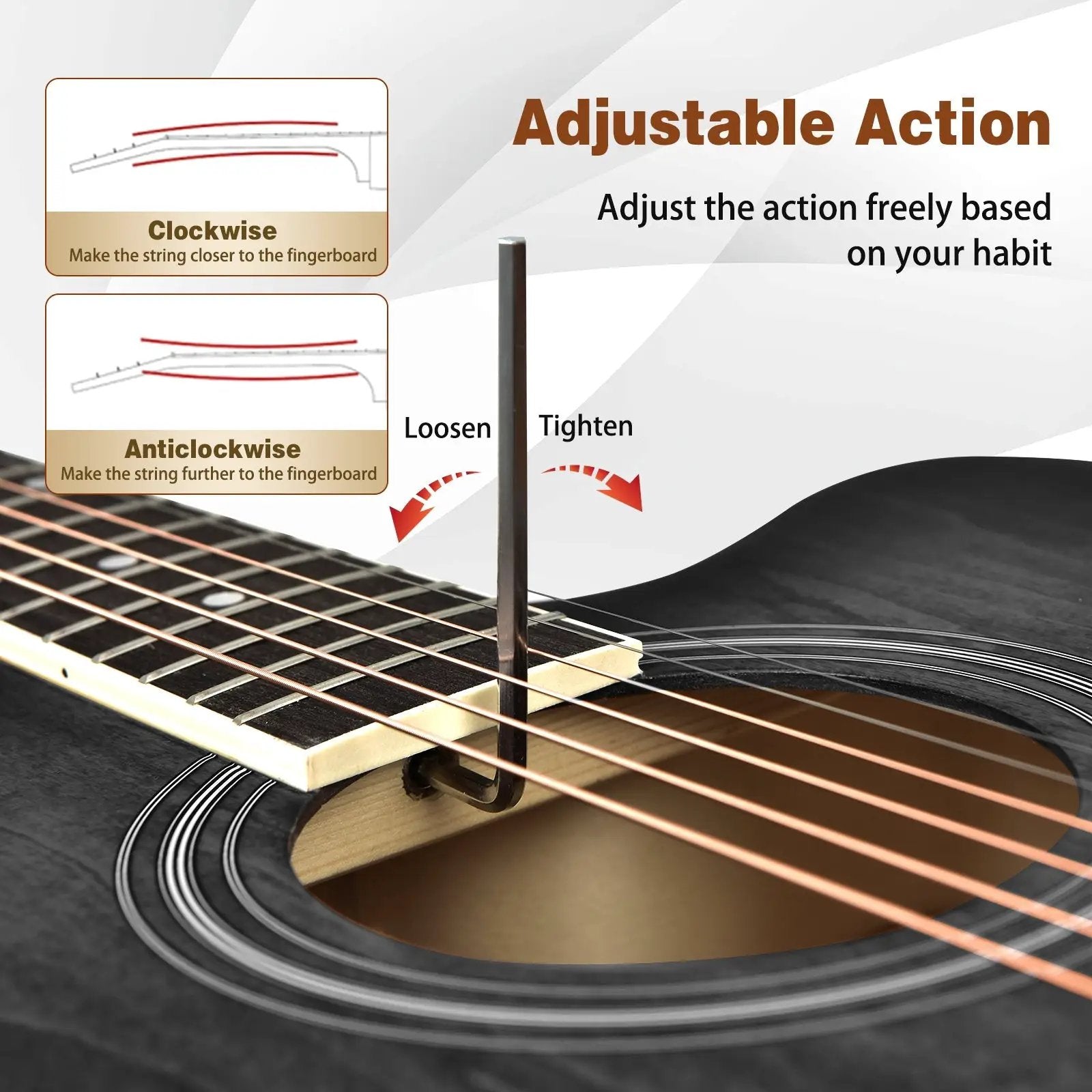 41 Inch Full Size Cutaway Acoustic Guitar Set for Beginner by DirectDeals