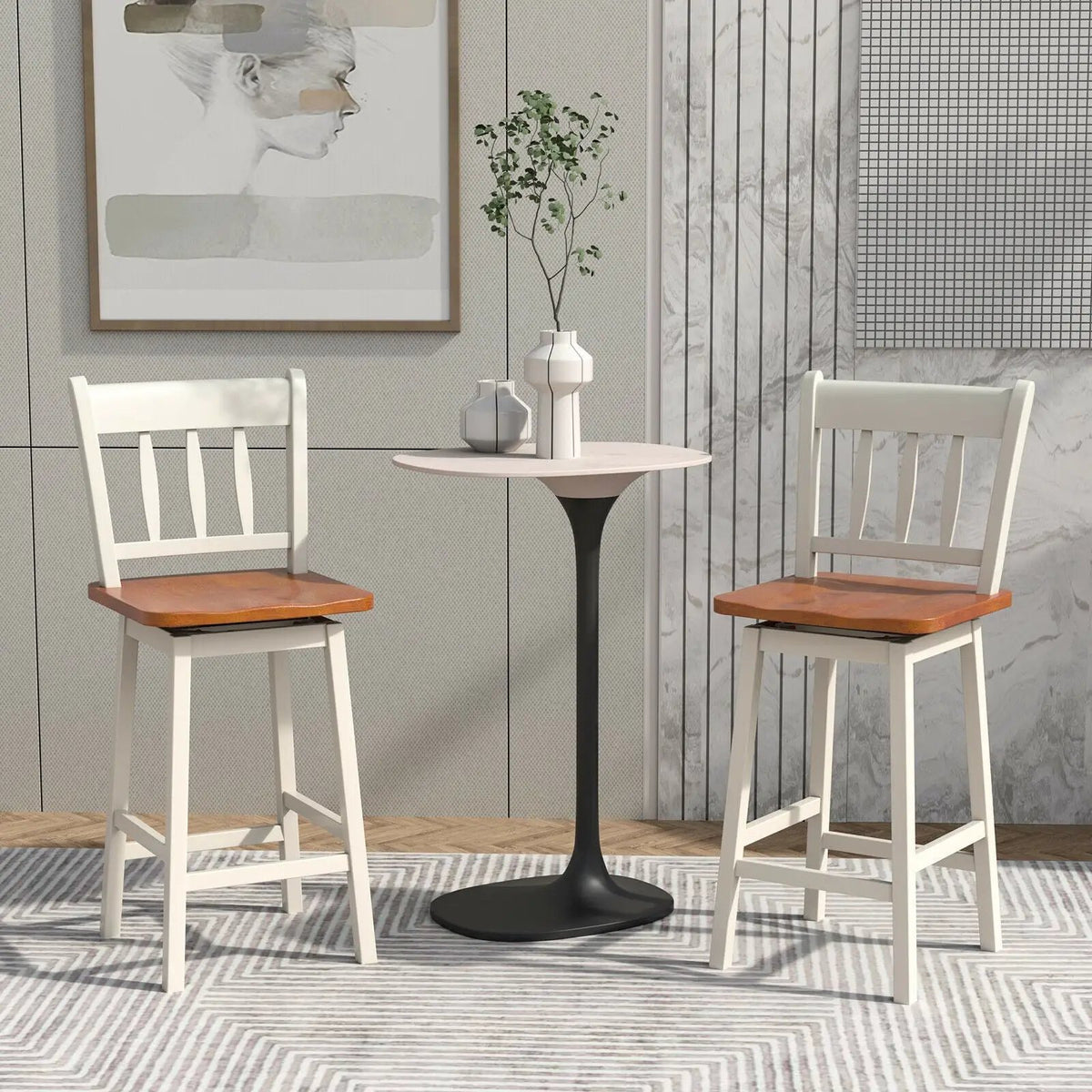 24.5 Inches Set of 2 Swivel Bar Stools with 360° Swiveling, photo 2 of 9