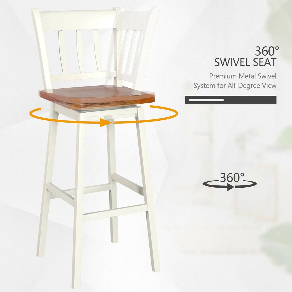30.5 Inches Set of 2 Swivel Bar Stools with 360¬∞ Swiveling, photo 10 of 16