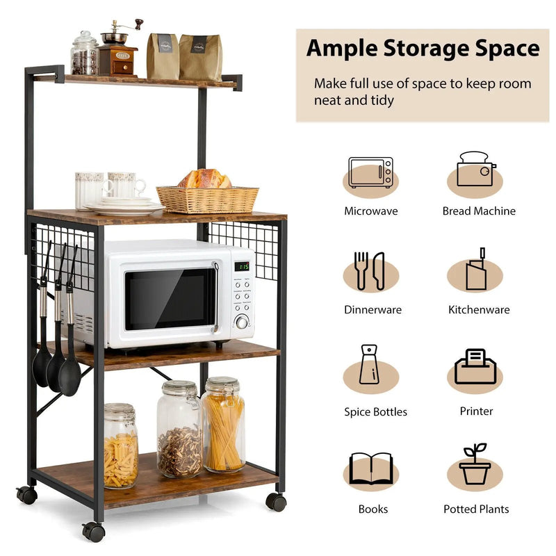 4-Tier Kitchen Baker’s Rack on Wheels by DirectDeals