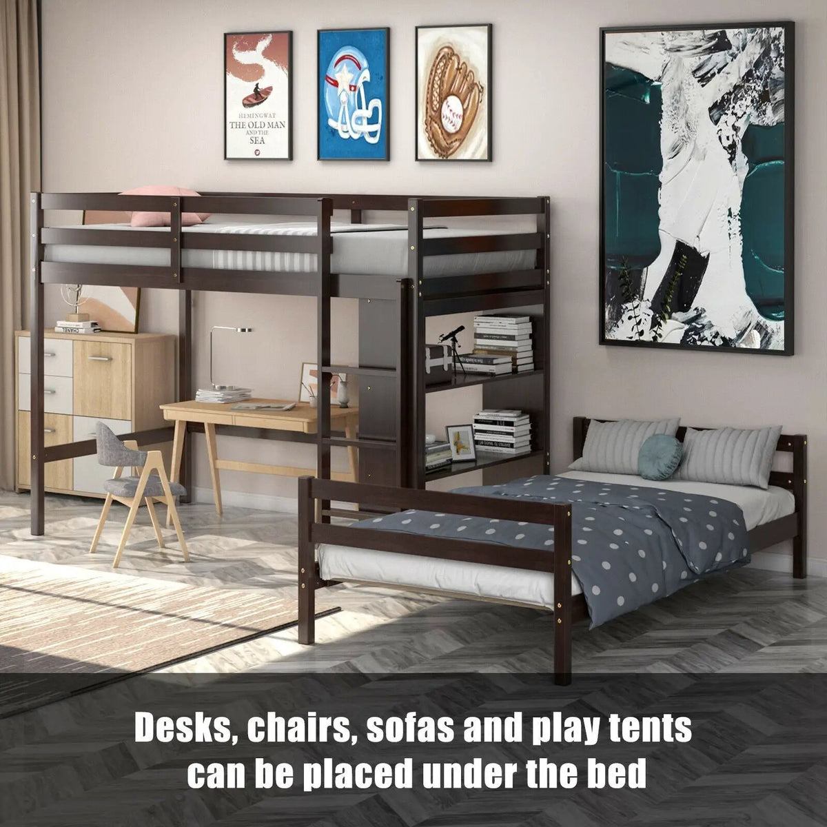 Twin Over Twin Loft Bunk Bed with Bookcase, photo 7 of 10