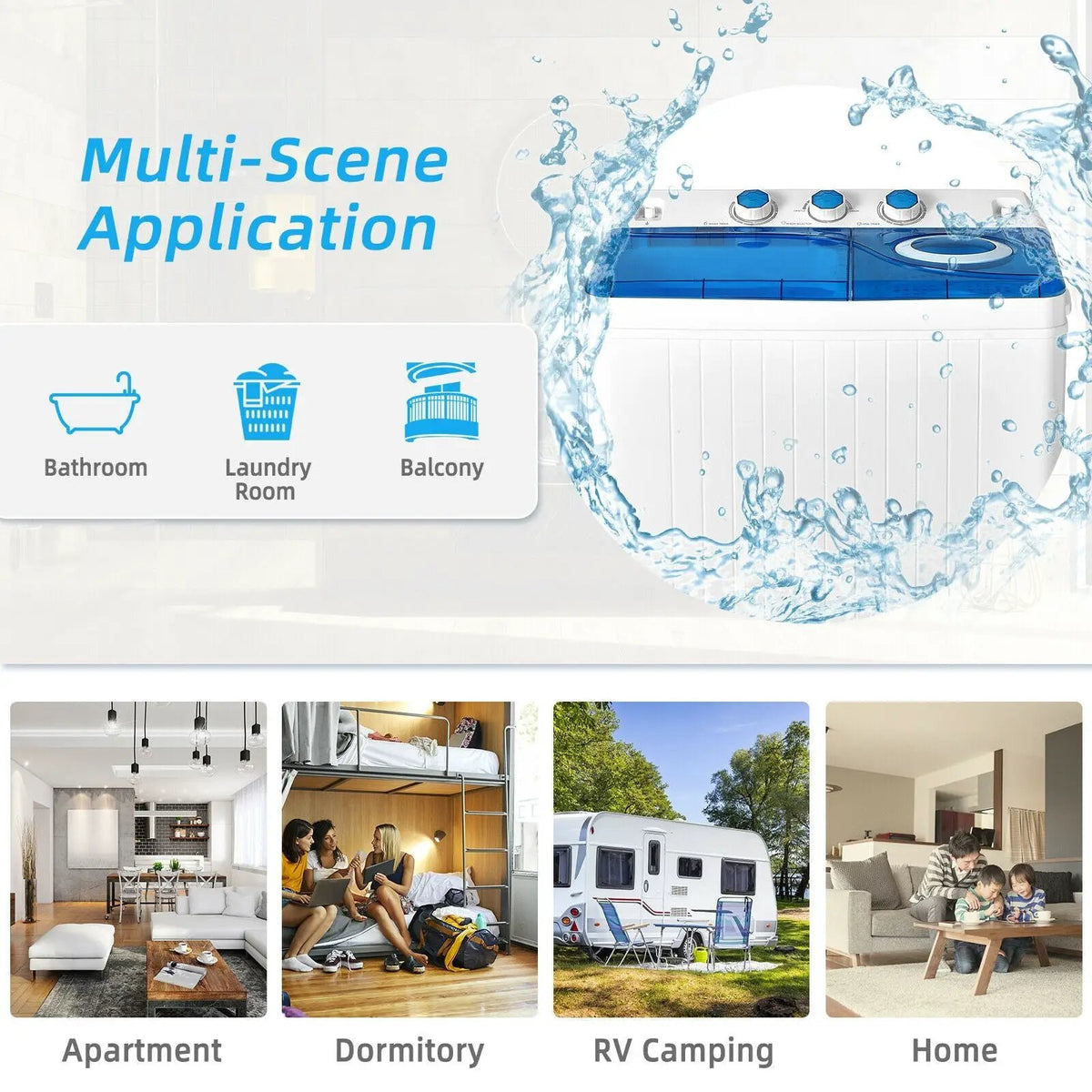 26 LBS Twin Tub Portable Washing Machine with Built-In Drain Pump-Gray, photo 6 of 10