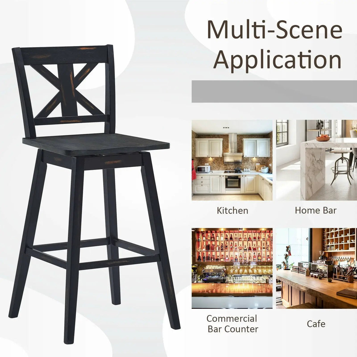 Set of 2 360-Degree Swivel Bar Stools for Home Restaurant, photo 14 of 16