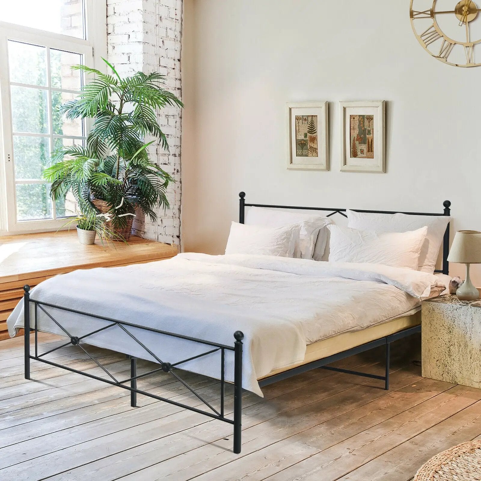 Full/Queen Size Metal Bed Frame Platform with Headboard by DirectDeals