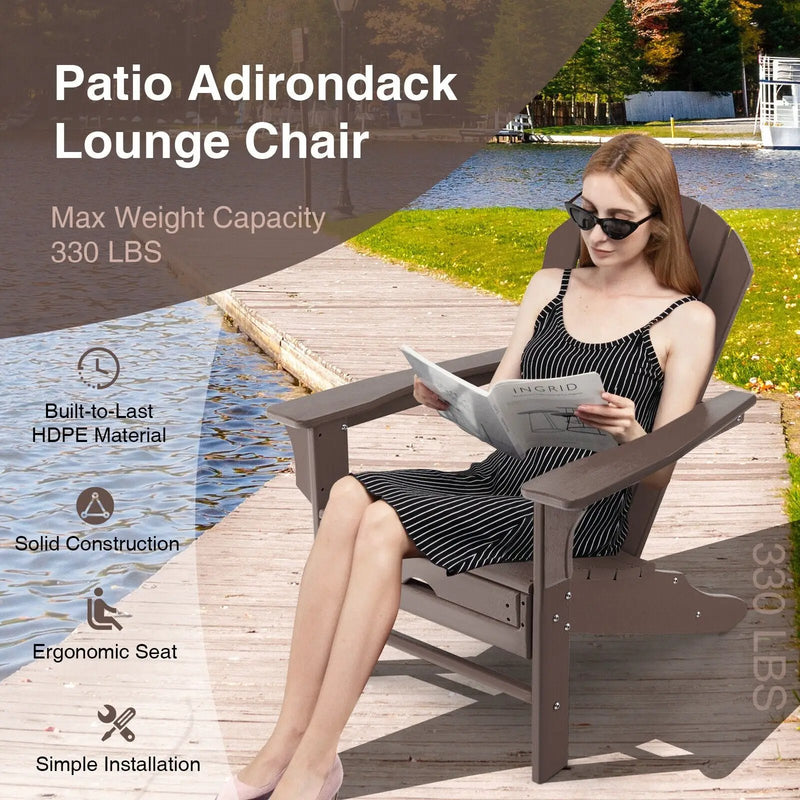 Patio HDPE Adirondack Chair with Retractable Ottoman by DirectDeals